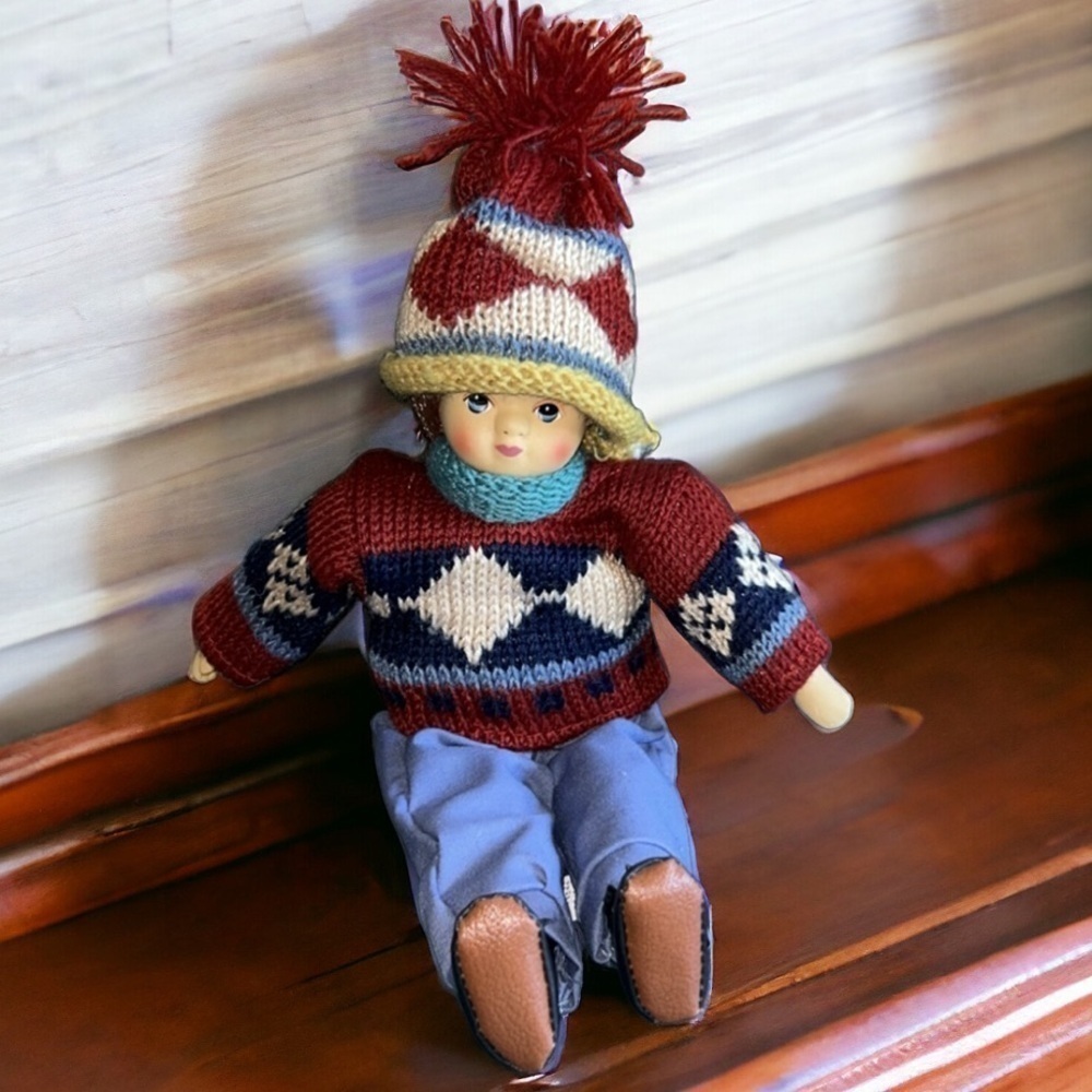 Springford Inc Braintree MA Porcelain Vintage Collectible Doll in Sweater Outfit